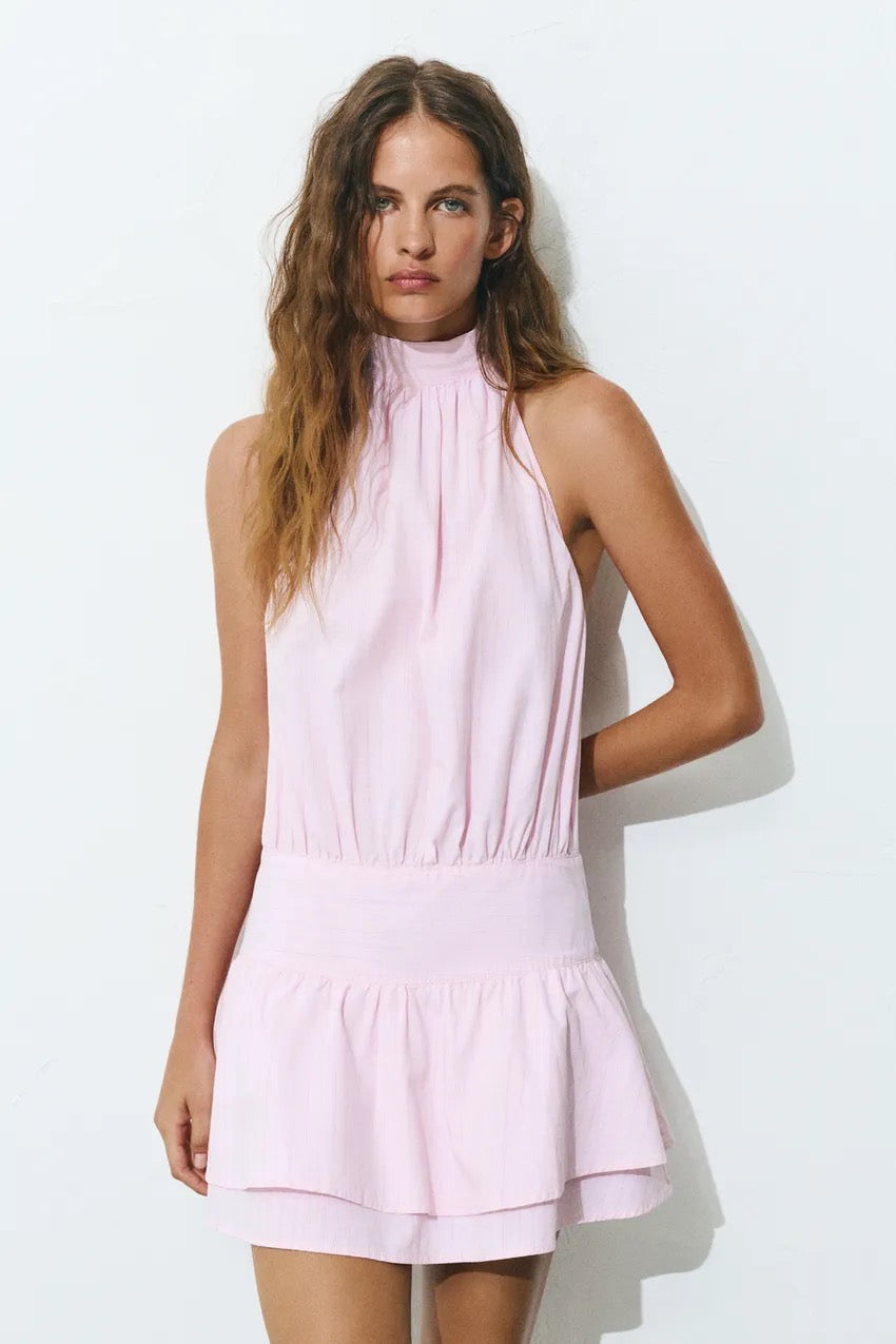 Short Striped Halter Dress