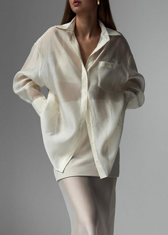 Mesh Shirt and High-Waist Skirt Set