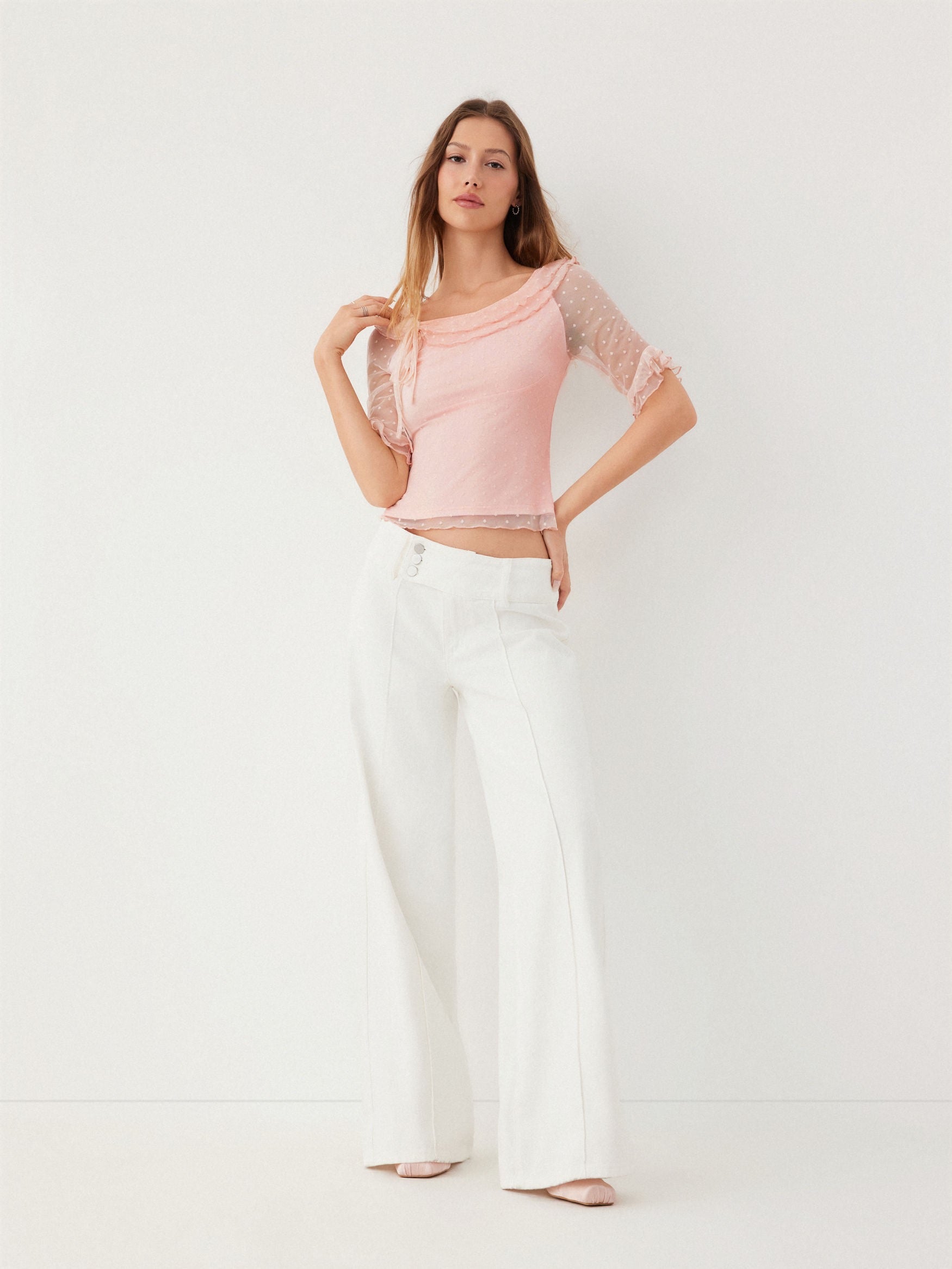 Polka Mesh Crop Top