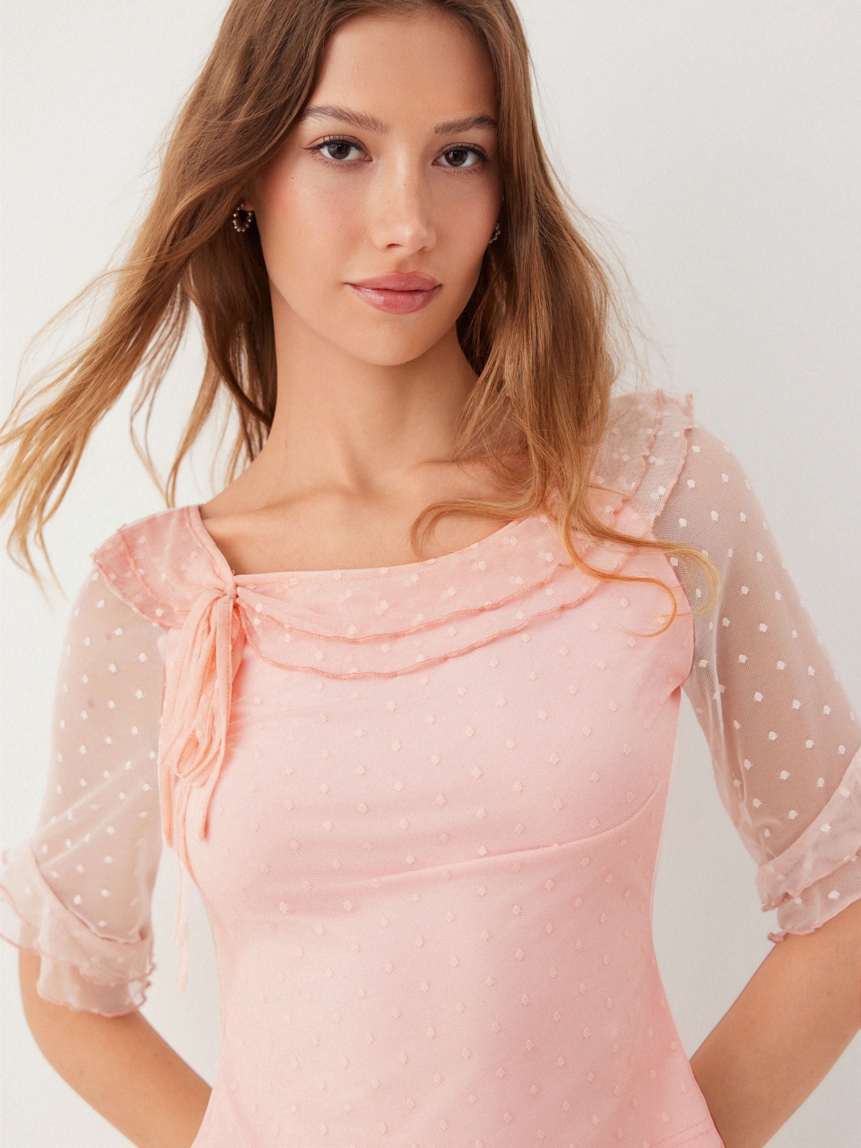 Polka Mesh Crop Top